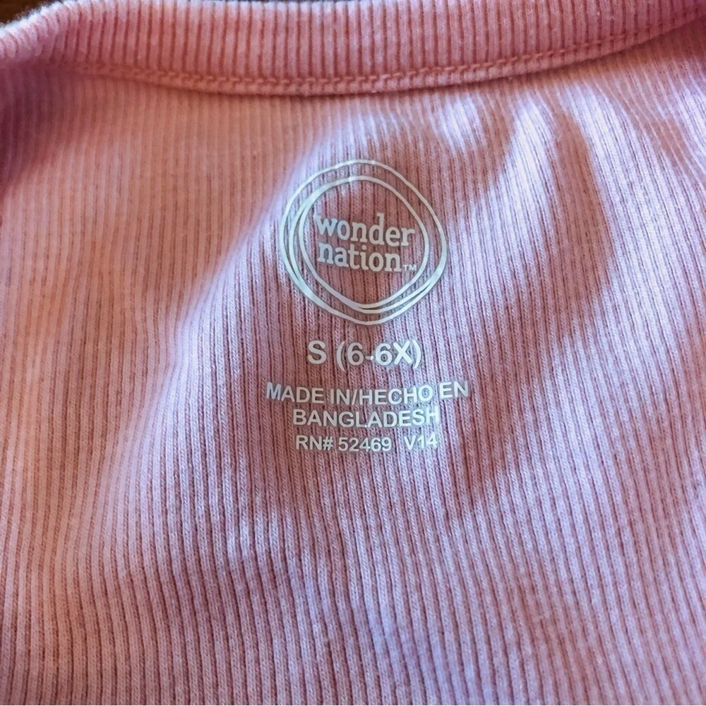 Wonder Nation light pink ribbed tank top in size S (6-6X)